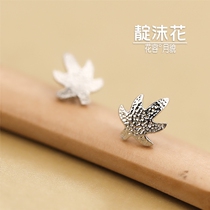 s925 Pure Silver Maple Leafy Ear Nail Leaves Sweet Earrings Leaf Fresh And Cute Ear Bone Nail Art Ear Ornaments
