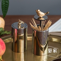 BJ20 creative high-grade hand-pressed automatic toothpick box toothpick tube Dining table toothpick seat Model room decoration ornaments