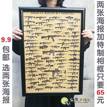 World Famous Gun Quanquan Infantry Firearms Weapon Knowledge Poster Tactical Decoration Kraft Paper