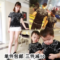 2021 trendy style parent-child t-shirt a family of three summer pure cotton short-sleeved family outfit mother-daughter outfit Mother-child outfit Mother-child outfit Mother-child outfit Mother-child outfit