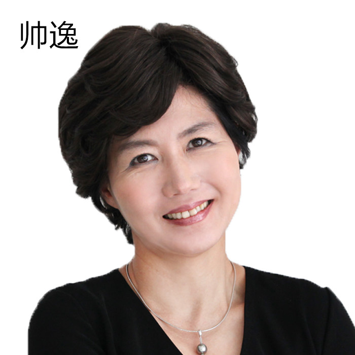 帅逸中老年妈妈假发蓬松短发斜刘海真人发女士真人发2015短发