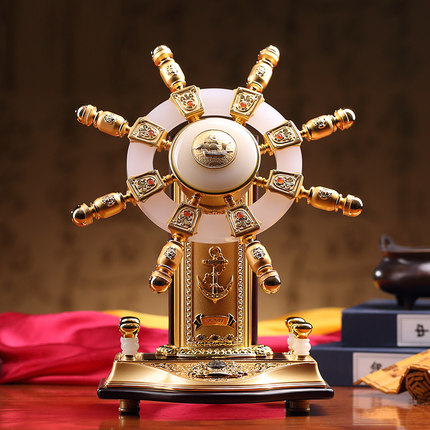 财福缘 精品领航舵玉航海舵轮工艺品摆件商务礼品开业乔迁礼物