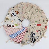 Handmade small cloth bag cotton linen printed bundle pocket small fresh drawstring bundle storage bag empty sachet gift bag
