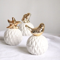 Nordic gold ceramic jewelry box candy box starfish animal storage tank storage box desktop ornaments