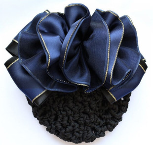 韩国职业珍珠头花饰品银行空姐护士酒店服务员盘发蝴蝶结发夹网兜