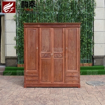 Chinese antique Myanmar pear three door wardrobe solid wood wardrobe top cabinet Cabinet Cabinet big fruit red sandalwood mahogany furniture