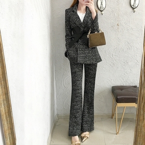 Wool suit autumn and winter new broad-legged trousers two-piece 