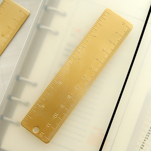 娜娜家复古手工midori纯铜尺便携式双刻度迷小尺子黄铜书签尺12cm
