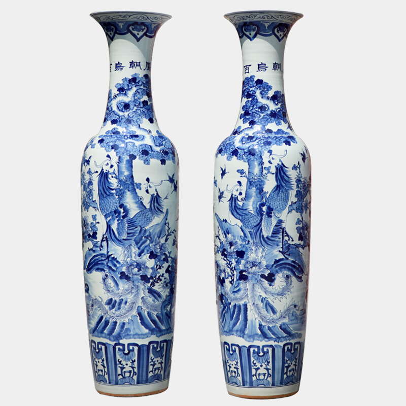 Jingdezhen ceramics hand - made landing large blue and white porcelain vase sitting room hall hotel opening furnishing articles