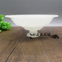 Antique glass White Jade printing fruit plate Tea Cup home candy plate ornaments green jade melon seed plate crafts wholesale