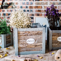 Find a spot natural square linden wood box florator large flower pot containing basket gardening patio decorated with wood chips Mori department retro