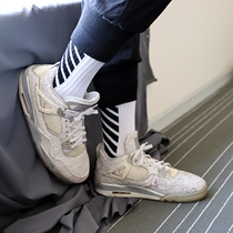 Mens socks Summer Korean fashion brand European and American striped long tube sports stockings Medium tube pure cotton skateboard socks Football socks