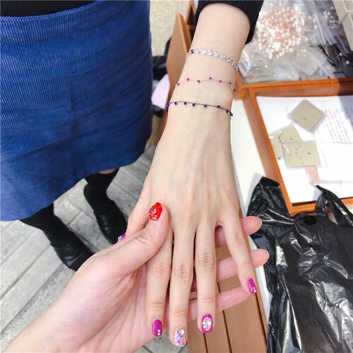 韩国东大门进口925银彩钻细银手链 甜美可爱少女时尚手饰品 新款_7折