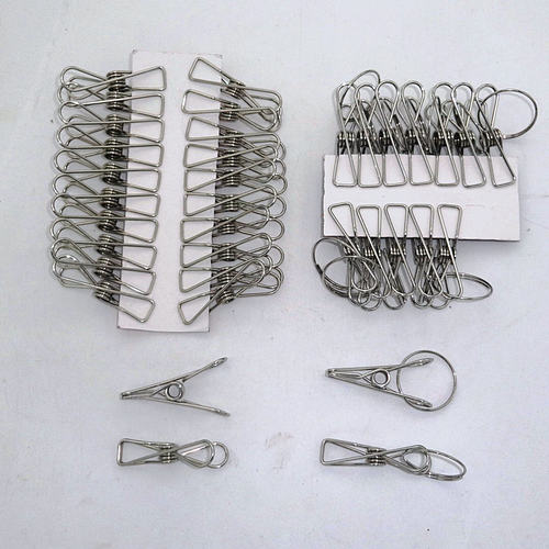 不锈钢线夹子 多用小夹子 带铁圈窗帘夹 钢丝衣裤架 晾晒袜夹_7折现价