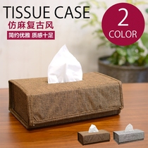 Bikami imitation linen cloth tissue box living room toilet car paper towel storage box foldable