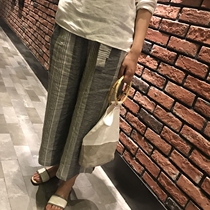 Walking raw wind cool with fish pants comfortable and good wearing pure linen casual high waist 90% wide-legged pants woman