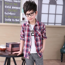 Childrens clothing long-sleeved shirt 2020 Spring and Autumn new cotton plaid boys short sleeve shirt childrens spring and summer clothes
