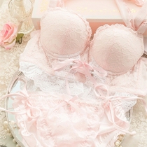 Japanese cute five-breasted gathered side-closed sexy suit Hanging neck adjustment large size thin underwear suit Fat MM