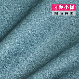 日系素色客厅卧室浅灰色布纹亚麻墙纸现代简约房间卧室孔雀蓝壁纸