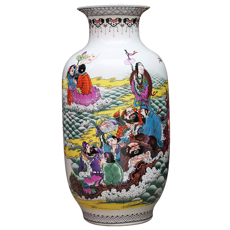 Jingdezhen ceramics powder enamel vase modern home sitting room adornment handicraft sea floor furnishing articles