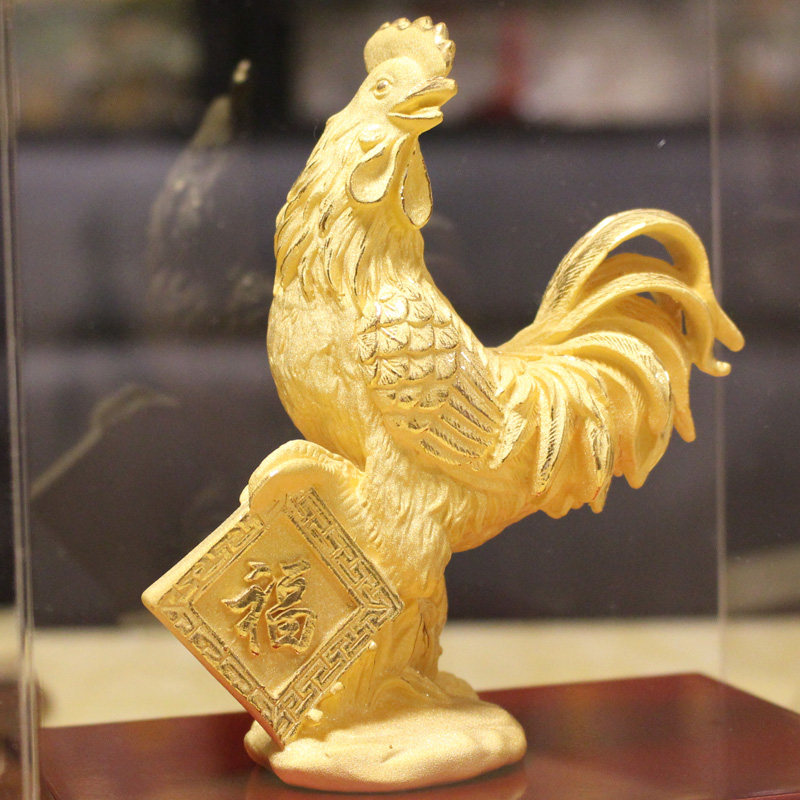 绒沙金十二生肖鸡金鸡送福生日礼物家居摆件客厅装饰品工艺品摆设