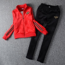 Cardiovert Collar Sports Clothing Gold Velvet Suit Woman New 2020 Autumn Winter Thickened Leisure Two Sets Double Face Velvet