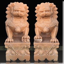 Stone carving bluestone lion gatekeeper town house ornaments a pair of white marble cemetery small stone lion home household stone carving stone lion