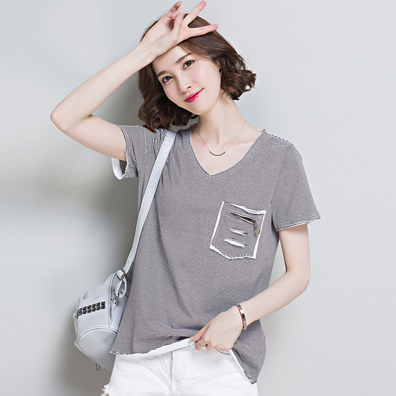 大码短袖t恤女装2017夏装体恤韩版学生宽松百搭半袖上衣打底衫女