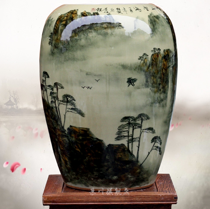 Jingdezhen ceramic vase huangshan sea of clouds, mesa home office hotel the sitting room is the study of modern jewelry furnishing articles