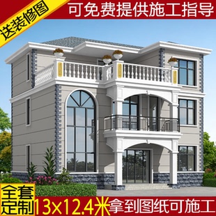 三层二层农村图乡村欧式图纸半住宅方案别墅自建房设计图建筑别墅复式率降低容积图片