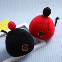Baby hat autumn and winter Chinese style wool cap newborn baby tire cap 100 Tianbao full moon blessing hat