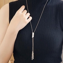 Rich bamboo sweater chain long tassel necklace female Korean temperament Joker simple clothes pendant accessories pendant