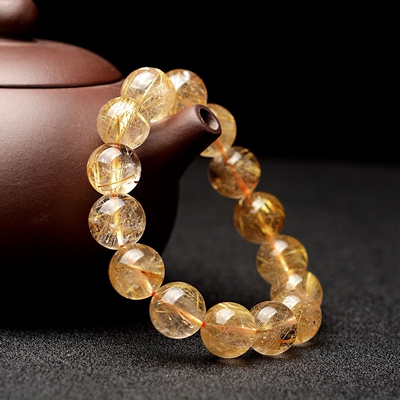风水阁发晶手链 金发晶单圈手串时尚水晶情侣男女款佛珠饰品礼物