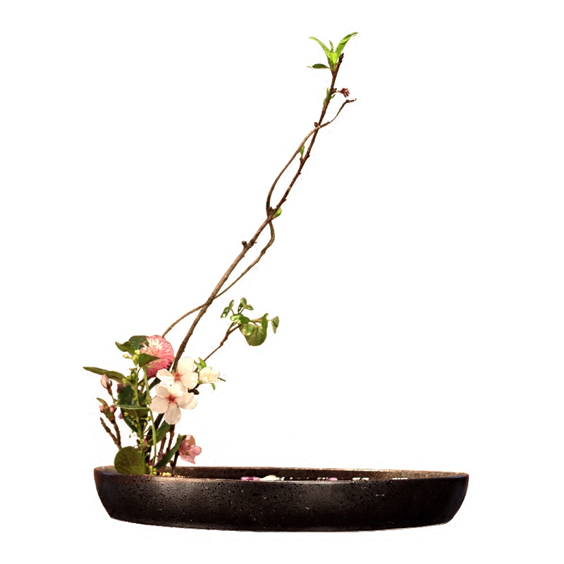 Flowerpot ceramic flower implement small flow flower arranging flowers zen mountain flower arranging plate of minimalist art flower pot creative Japanese sword