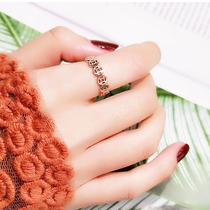 Titanium steel large size lucky ring female thick fat hand large rose gold index finger transfer ring does not fade fat mm Wang Cai