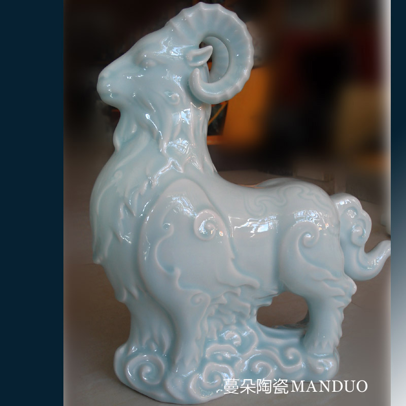 Jingdezhen shadow green China sheep and high - grade high - grade porcelain gifts the sheep sheep sheep decorative furnishing articles