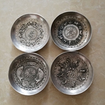 Ancient Play Miscellaneous Collection White Bronze Foru Sushi Silver Plated Saucer Silver Dollar Plate Bou Swing Piece Pen Holder