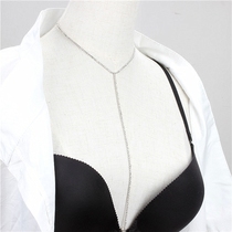 European and American fashion T type single row of delicate small number flash drill chain neck chain long flow Suwater drill necklace neck chain lock bone chain