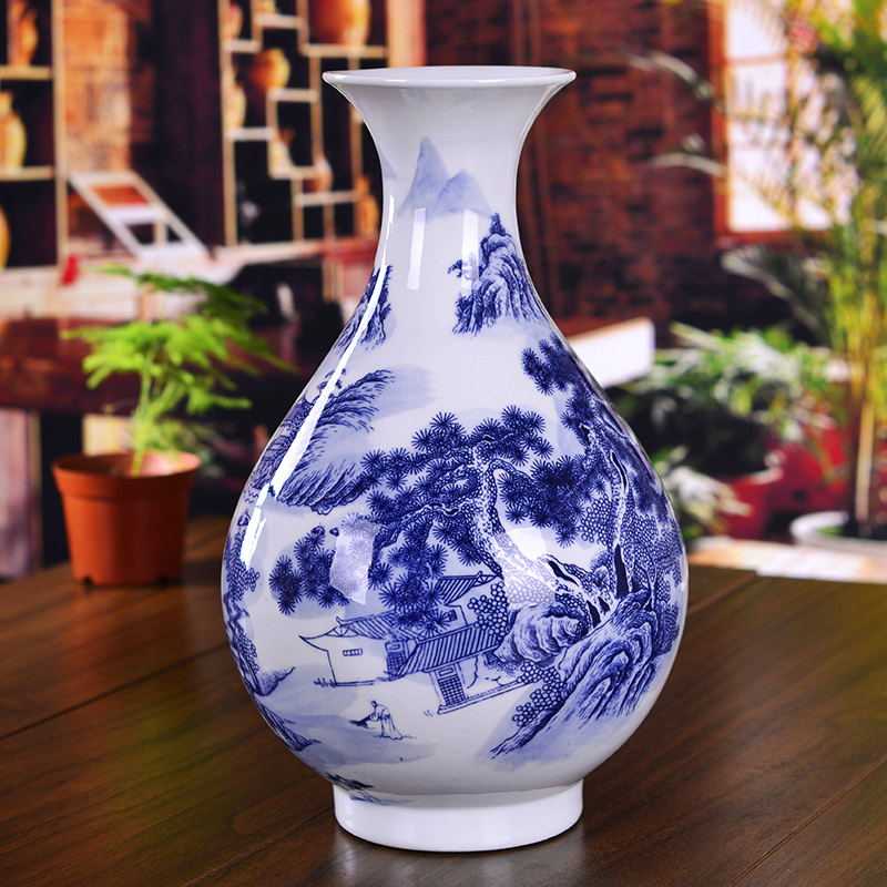 Jingdezhen blue and white porcelain ceramic vase and the sitting room of Chinese style household contracted place decoration ideas