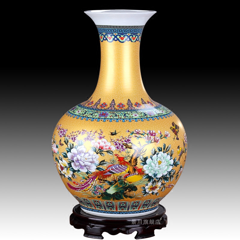 Jingdezhen ceramics colored enamel landing large vases, modern European home sitting room adornment furnishing articles