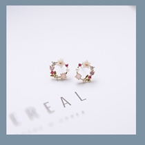 South Korea Dongdaemun girl garland earrings s925 sterling silver needle shell crystal zircon pearl temperament earrings earrings