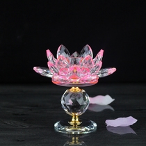 Buddhist supplies crystal glass lotus Candlestick ghee lamp holder long Ming religion for Buddha lamp Buddha Hall for table wealth lamp