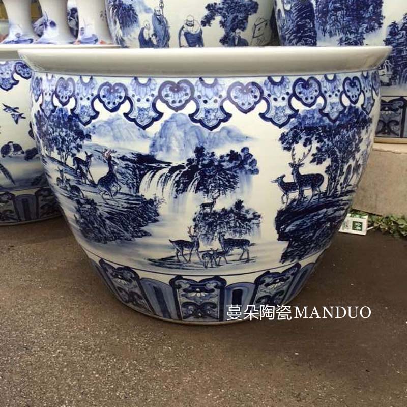 景德镇鹤鹿同春花瓶瓷器大缸直径80左右瓷器大缸高60左右大缸| 景德镇名