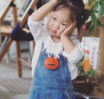 (Small Island Hand-made) (Pumpkin Don't Talk) Hand-sewn Goatskin Halloween Keychain Necklace