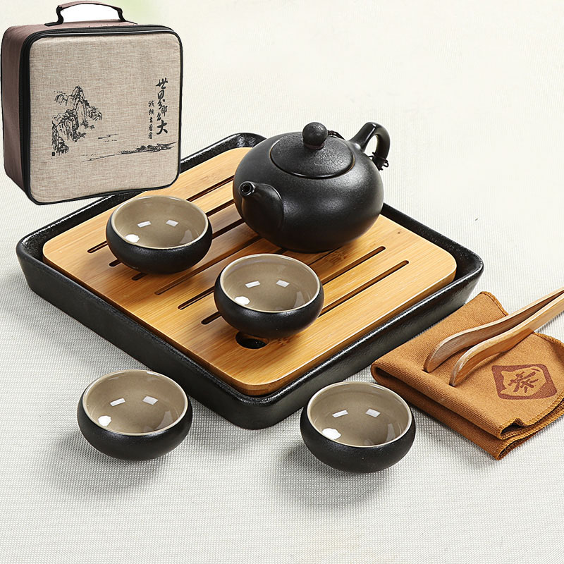 Bamboo tea suit small ceramic tea tray was small dry tea Japanese travel kung fu tea service of tea of a complete set of the sea