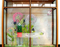 Paper players wedding set simulation flower window decoration shopping mall Meichen studio background Dandelion bud combination