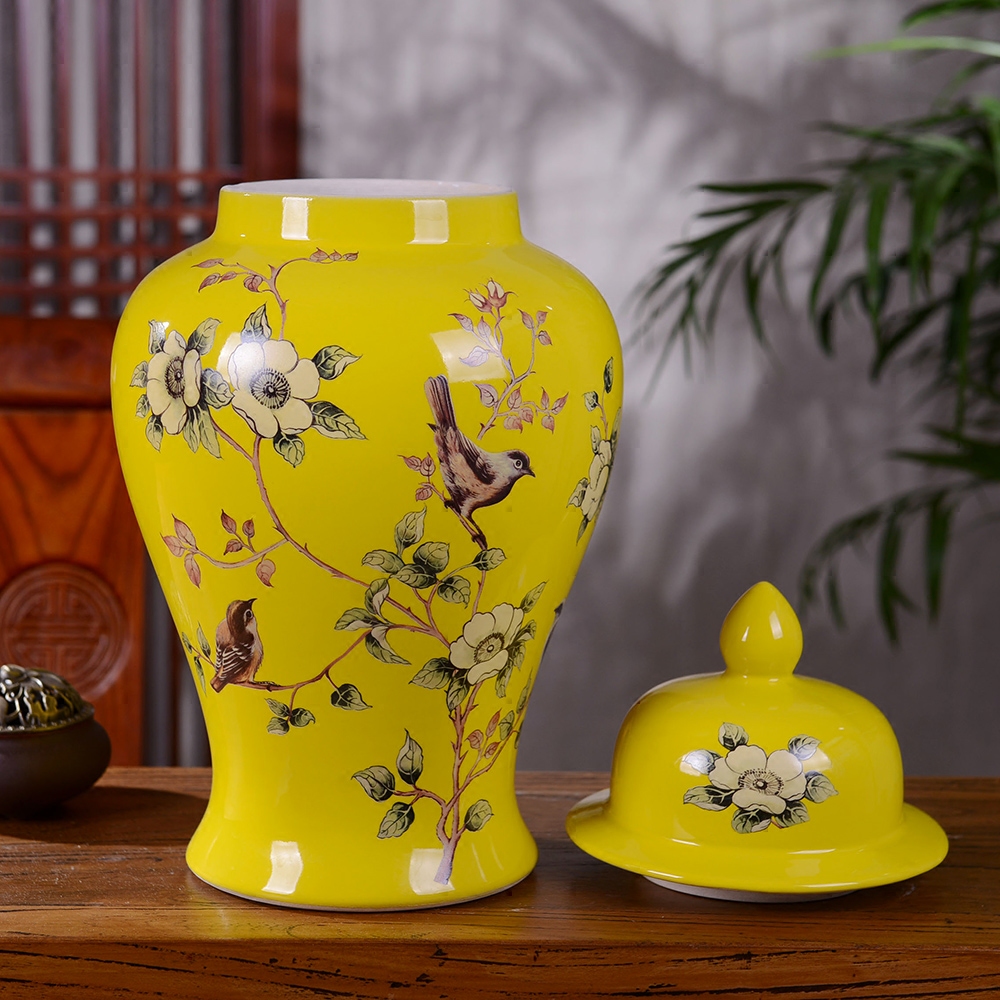 Jingdezhen ceramic general furnishing articles pastel color glaze tank storage tank is a new Chinese style household adornment sitting room decoration