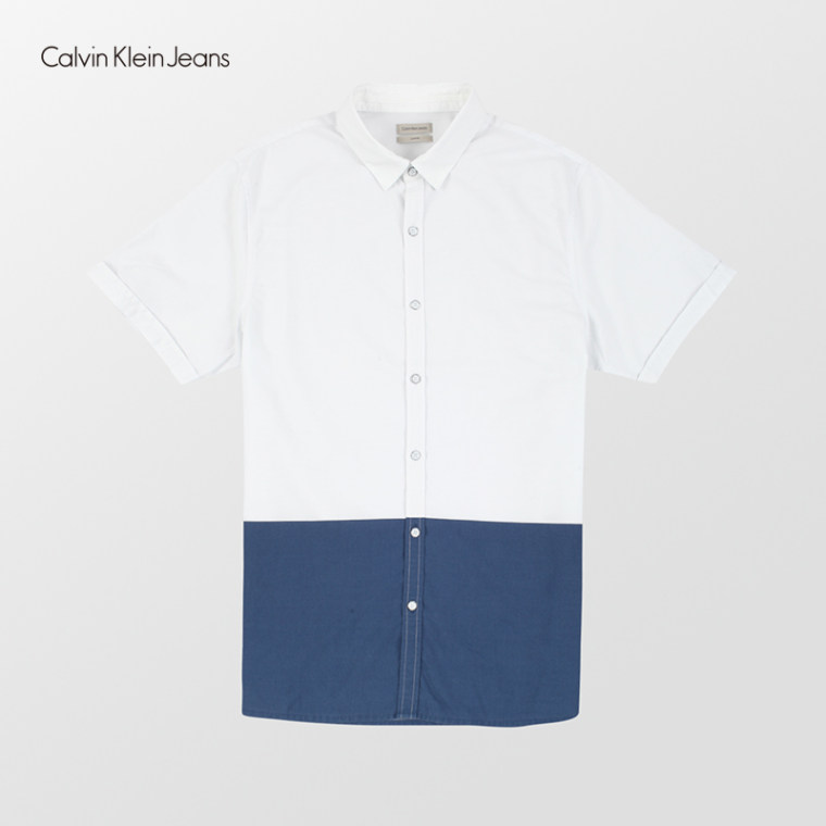 Calvin Klein Jeans/CK 2015春夏新款 男士拼接短袖衬衫J302452