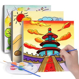 涂色油画带实木内框儿童DIY手工填色风景人物