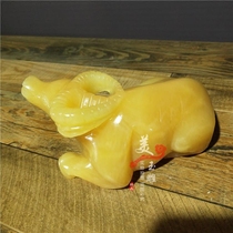 Bull Pendulum pieces Yellow jade Wolves zodiac jade Buffalo Bull Turned Dry Kun Mascot Home Office Desktop Adornment